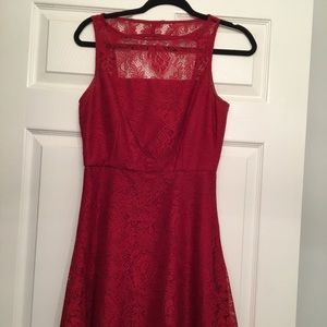 Red Lace Mini Dress with a Keyhole Back Size 4